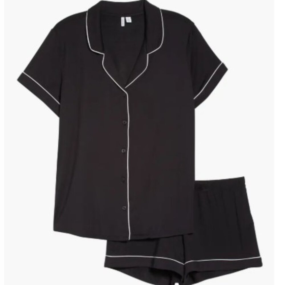 NWT - Nordstrom Tencel Moonlight Eco Short Pajama Set in Black - Size 1X